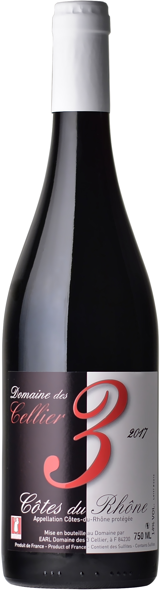 Bouteille de Côtes-du-Rhône rouge Cuvée 3 Domaine des 3 Cellier