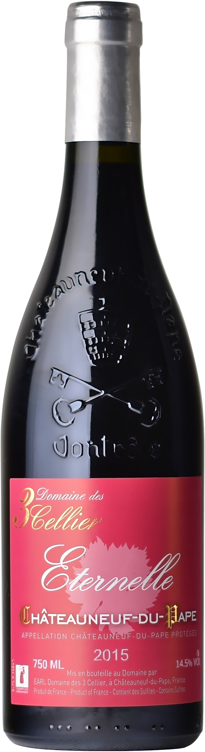 Bouteille de Châteauneuf-du-Pape rouge Eternelle Domaine des 3 Cellier
